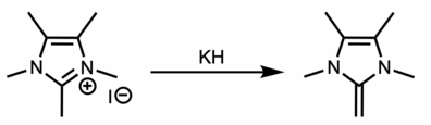 NHOs are now commonly synthesized by reacting the NHC precursor salts with a strong base, like potassium hydride.[5][7]