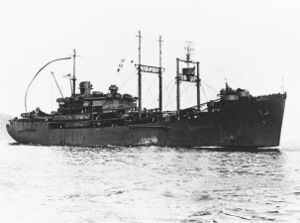 USS Euryale (AS-22) arriving off San Francisco, California (USA), 22 February 1946 (NH 77403).jpg