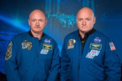 Mark and Scott Kelly at the Johnson Space Center, Houston Texas.jpg