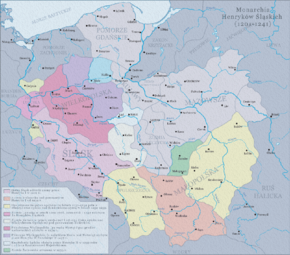 Map of the division of Poland between 1201 and 1241, including the Seniorate Province.
