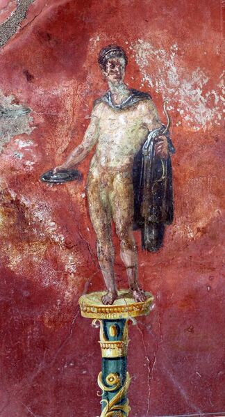 File:Palestra grande di pompei, affreschi di Moregine, terzo triclinio, IV stile, epoca neroniana, 05 apollo.jpg