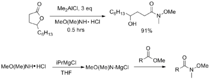 Example of syntheses from esters and lactones