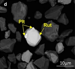 BSE images of PGMs forming polymineralic aggregates - Platarsite and rutheniridosmine.png