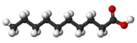Ball-and-stick model of decanoic acid