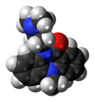 Space-filling model of the dibenzepin molecule