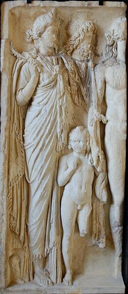 File:Isis Sarapis Harpocrates Dionysos Louvre Ma3128.jpg