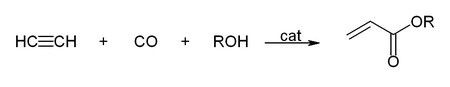 Hydrocarboxylation of acetylene with an alcohol