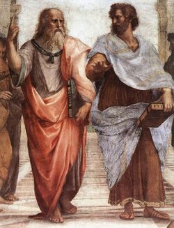 Fresco showing Plato and Aristotle