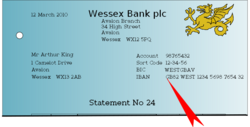 The IBAN on this bank statement is grouped with the account number, sort code and BIC.