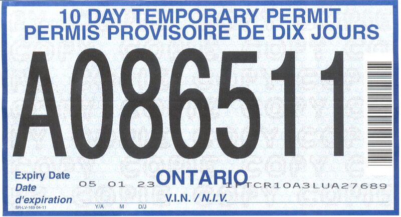File:2004 Ontario license plate 10 day permit.jpg