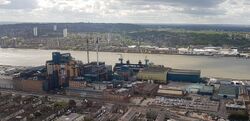 2018 LCY, aerial view of Tate & Lyle, Silvertown (cropped).jpg