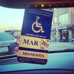 Disabled parking permit hanging placard, Minnesota.jpg