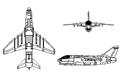 3-view line drawing of the LTV A-7 Corsair II