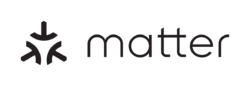 A picture of the matter logo with the text matter and a logo showing three arrows pointing into the centre with curved and rounded edges.