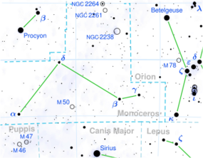 Ross 614 is located in the constellation Monoceros.