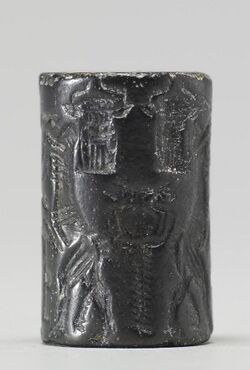 Near Eastern - Cylinder Seal with Enkidu Vanquishing the Bull of Heaven - Walters 42786 - Side D.jpg