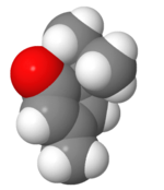 Spacefilling model of umbellulone.png