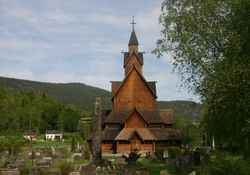 View of the ancient church in the village