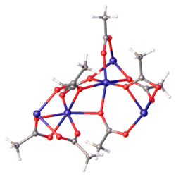 Structure of anhydrous ferrous acetate (QQQFUY01).png