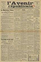 Front page of the L'Avenir républicain, 19 October 1941