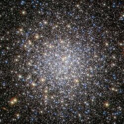 Messier 5's central dense core of stars, containing a large number of stars packed into a small area