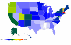 Normalized heatmap of per-capita signatures to Access2Research petition by U.S. state.png