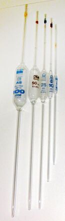 Volumetric pipettes are long tubes with a bulb in the middle.