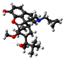 Ball-and-stick model of the buprenorphine molecule