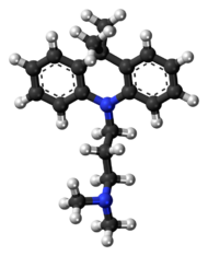 Ball-and-stick model of the dimetacrine molecule