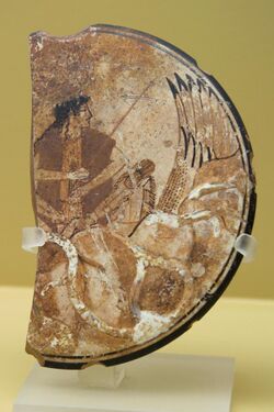 Helios, painting on a terracotta disk, 480 BC, Agora Museum Athens, 080646.jpg