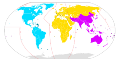 International Telecommunication Union regions with dividing lines.svg