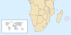 Map showing the location of Réunion