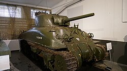 An M4 Sherman "Grizzly" variant tank at the M4 Sherman Grizzly at the Heeresgeschichtliches Museum (War History Museum) in Vienna, Austria.