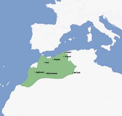 Lands controlled by the Maghrawid Dynasty. Partially based on the book of Ibn Khaldun: The history of the Berbers
