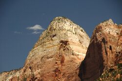 Navajo Sandstone cliffs (Lower Jurassic), Pine Creek Canyon, Zion National Park, sw Utah 4.jpg