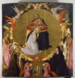 Neri di Bicci - The Coronation of the Virgin with Angels and Four Saints - Walters 37675.jpg