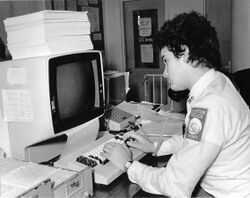 Photograph of Police Cadet working at Computer