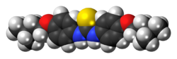 Space-filling model of the thiocarlide molecule