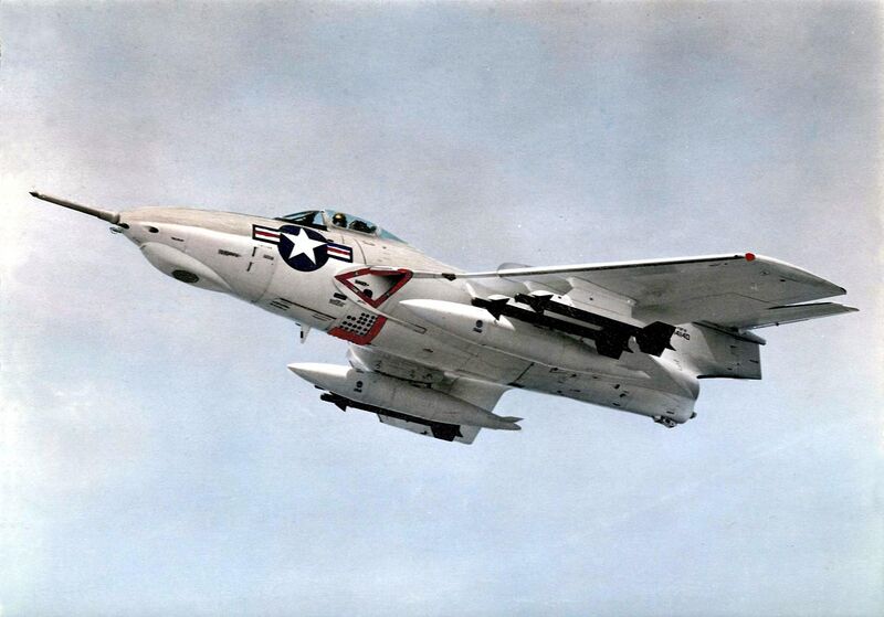File:F8F-8 Cougar with Sidewinder missiles in flight 1958.jpg