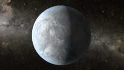 This artist's concept depicts Kepler-62e, a super-Earth-size planet in the habitable zone.jpg