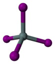 Ball-and-stick model of the tin(IV) iodide molecule
