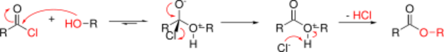 Acyl chloride reaction reaction mechanism.svg