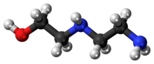 Ball-and-stick model of the aminoethylethanolamine molecule