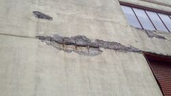 Concrete spalling caused by oxide jacking at the Herbst Pavilion, Fort Mason Center, San Francisco.jpg