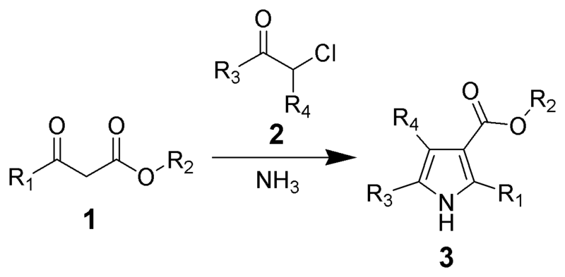 File:Hantzsch Pyrrole Synthesis Scheme.png