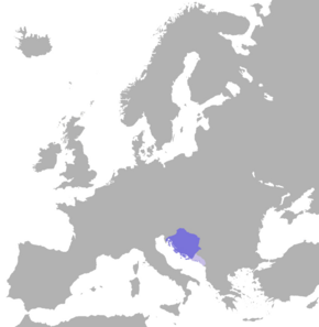 Croatia during the reign of King Tomislav in purple and vassal states in light purple