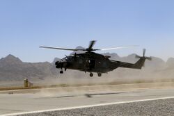Italian Army - NH90 helicopter landing at Farah Base in Afghanistan 2019.jpg