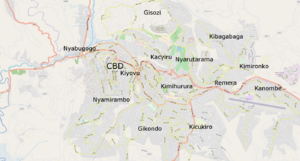 A labelled map of Kigali