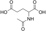Skeletal formula of N-acetylglutamic acid