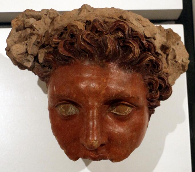 File:Testa di statua frontale dionisiaca, 310-290 ac ca, dal c.d. auguratorium del palatino.jpg